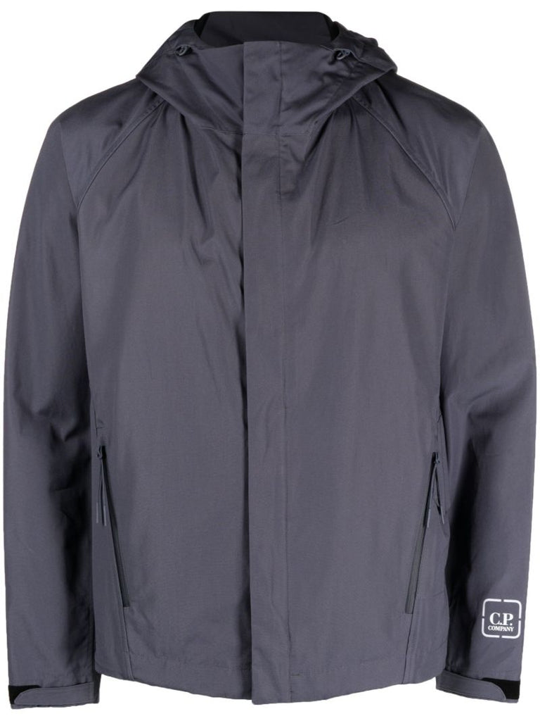 Grey Logo Print Hooded Jacket