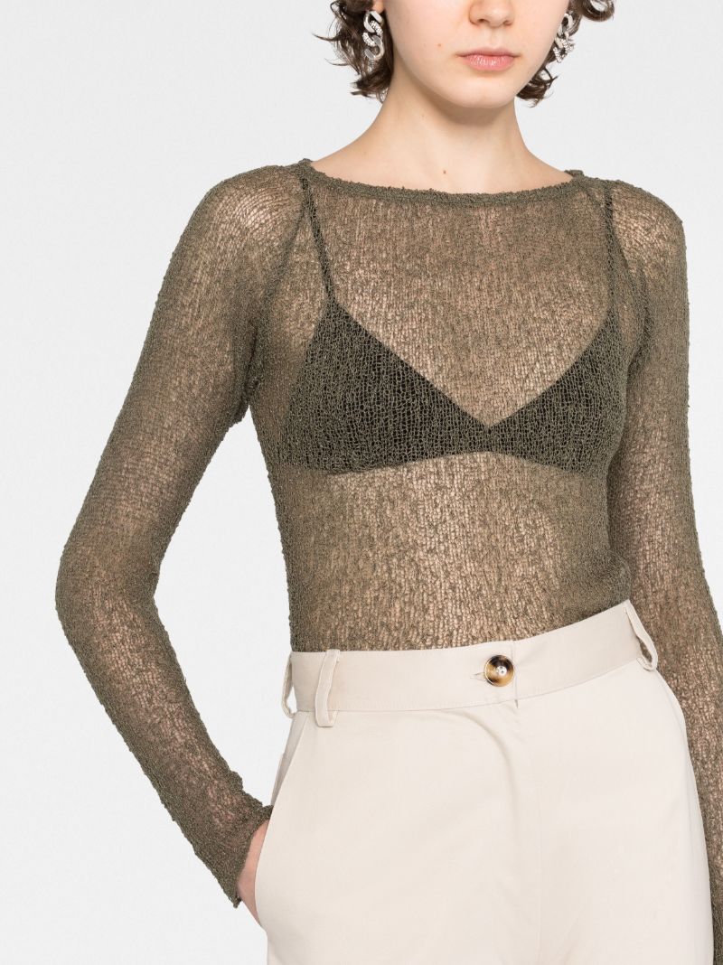 Green Beckie Open-knit Top