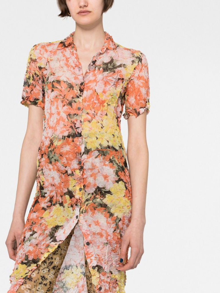 Orange Floral Print Dress