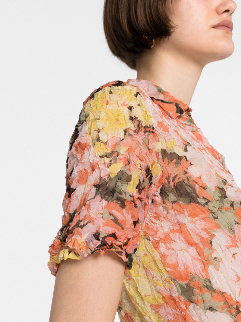 Orange Floral Print Dress