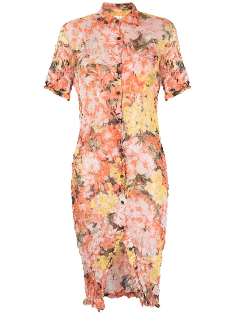 Orange Floral Print Dress