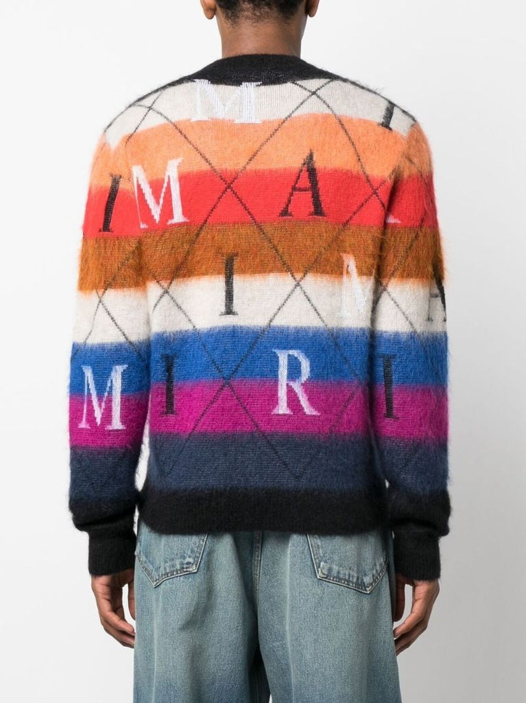 Orange Striped Logo-print Jumper