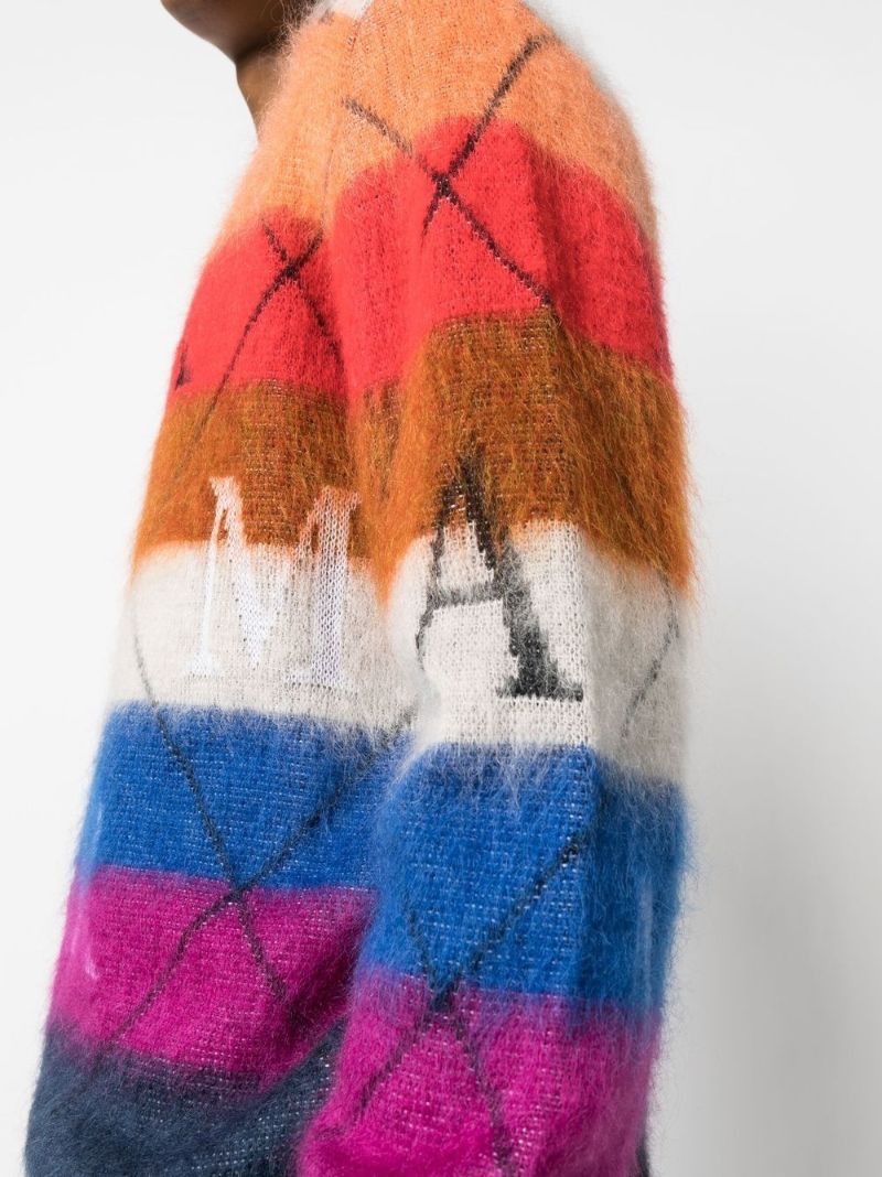 Orange Striped Logo-print Jumper