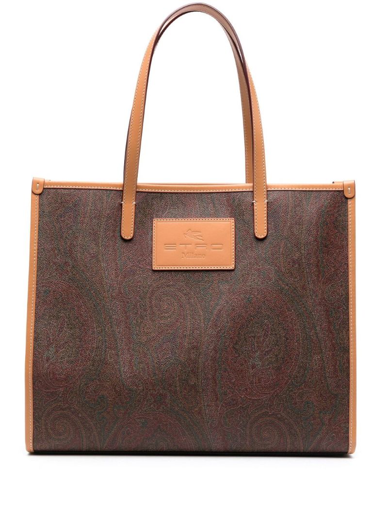 Red Paisley Print Tote Bag