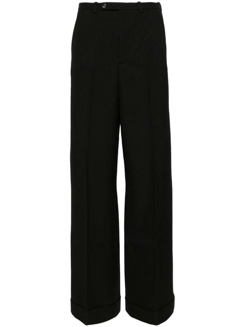 Black Wide-leg Wool Trousers