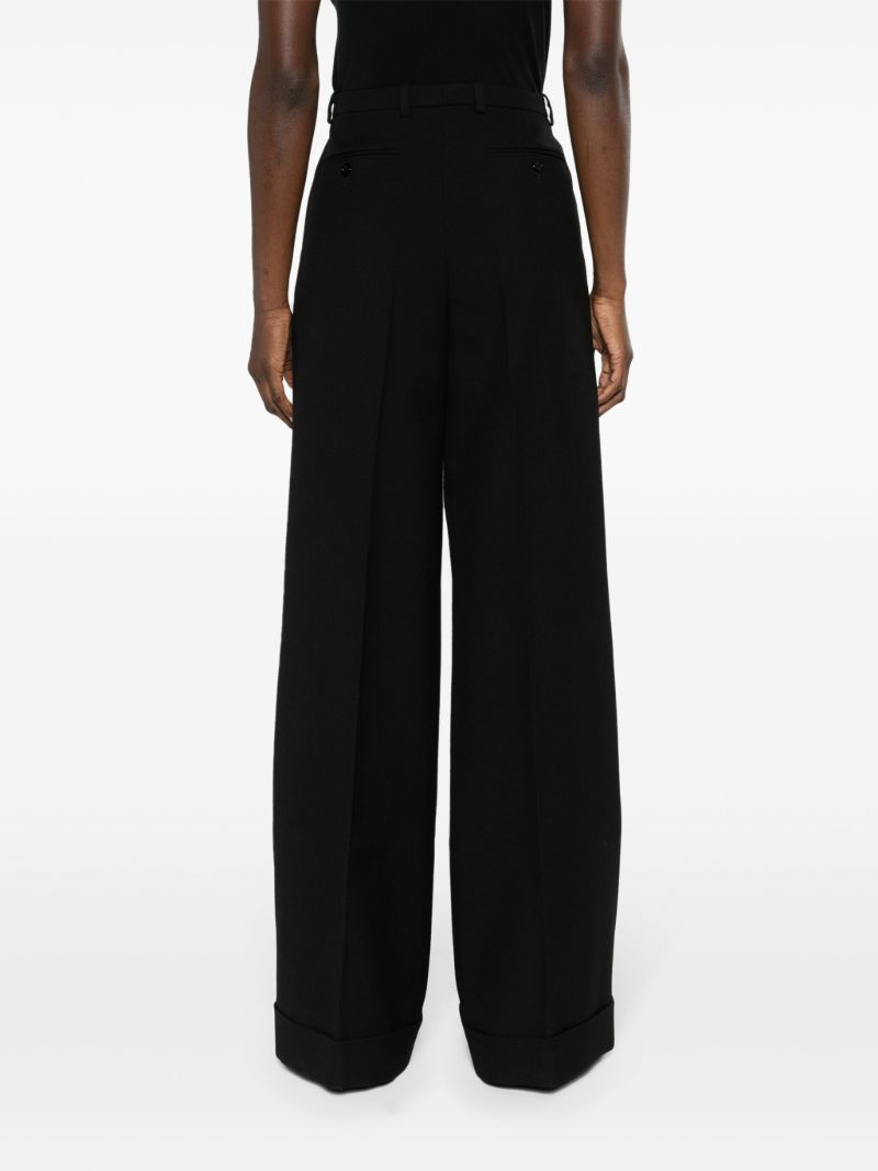 Black Wide-leg Wool Trousers