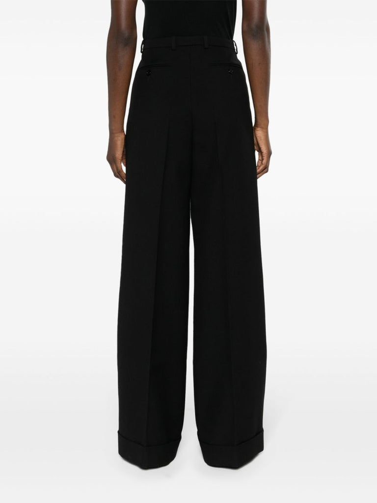 Black Wide-leg Wool Trousers