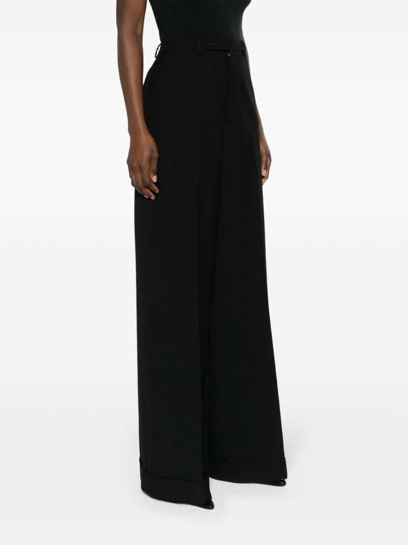 Black Wide-leg Wool Trousers