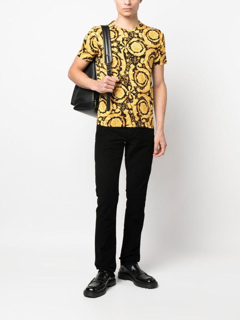 Black Barocco Print T-shirt