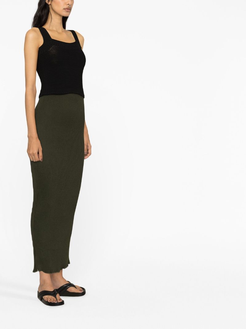 Green Peggy Ribbed-knit Midi Skirt
