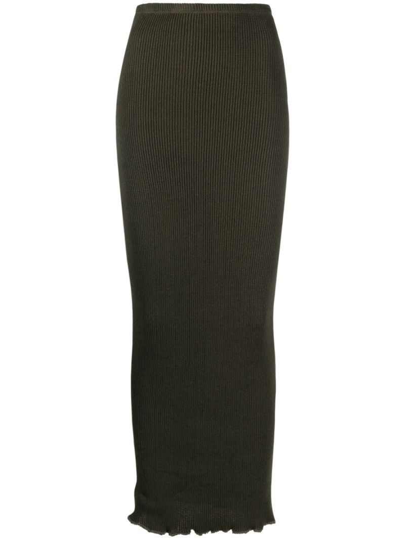 Green Peggy Ribbed-knit Midi Skirt