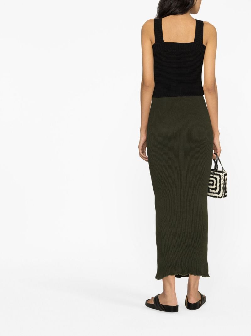 Green Peggy Ribbed-knit Midi Skirt