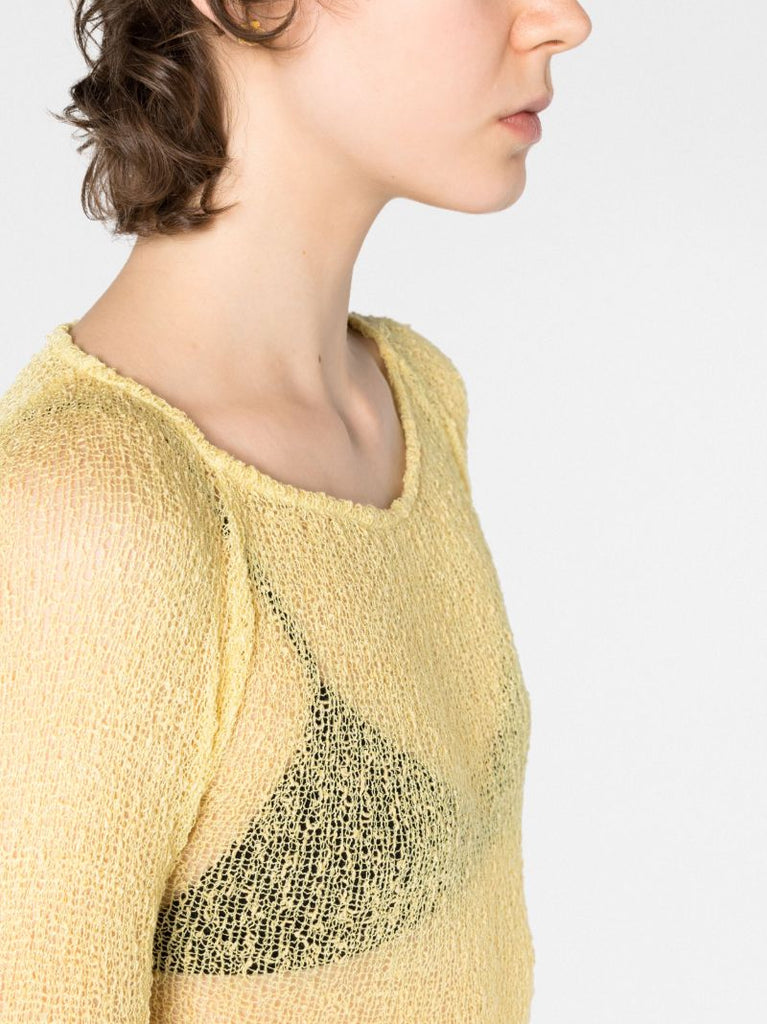 Yellow Beckie Open-knit Top