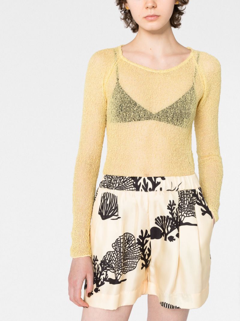 Yellow Beckie Open-knit Top