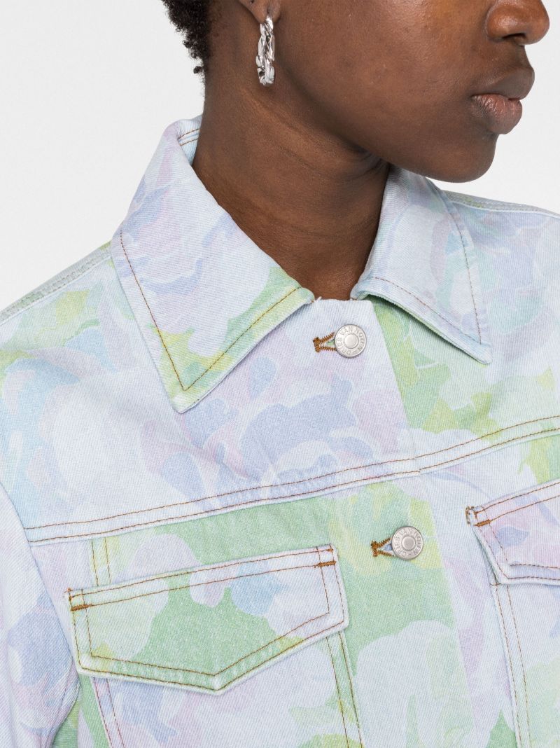 Blue Floral Print Denim Jacket