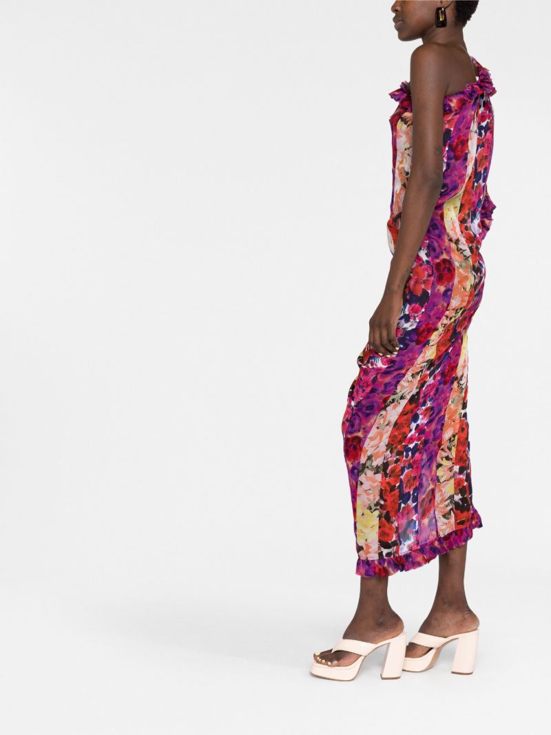Purple Dianas Floral Asymmetric Dress