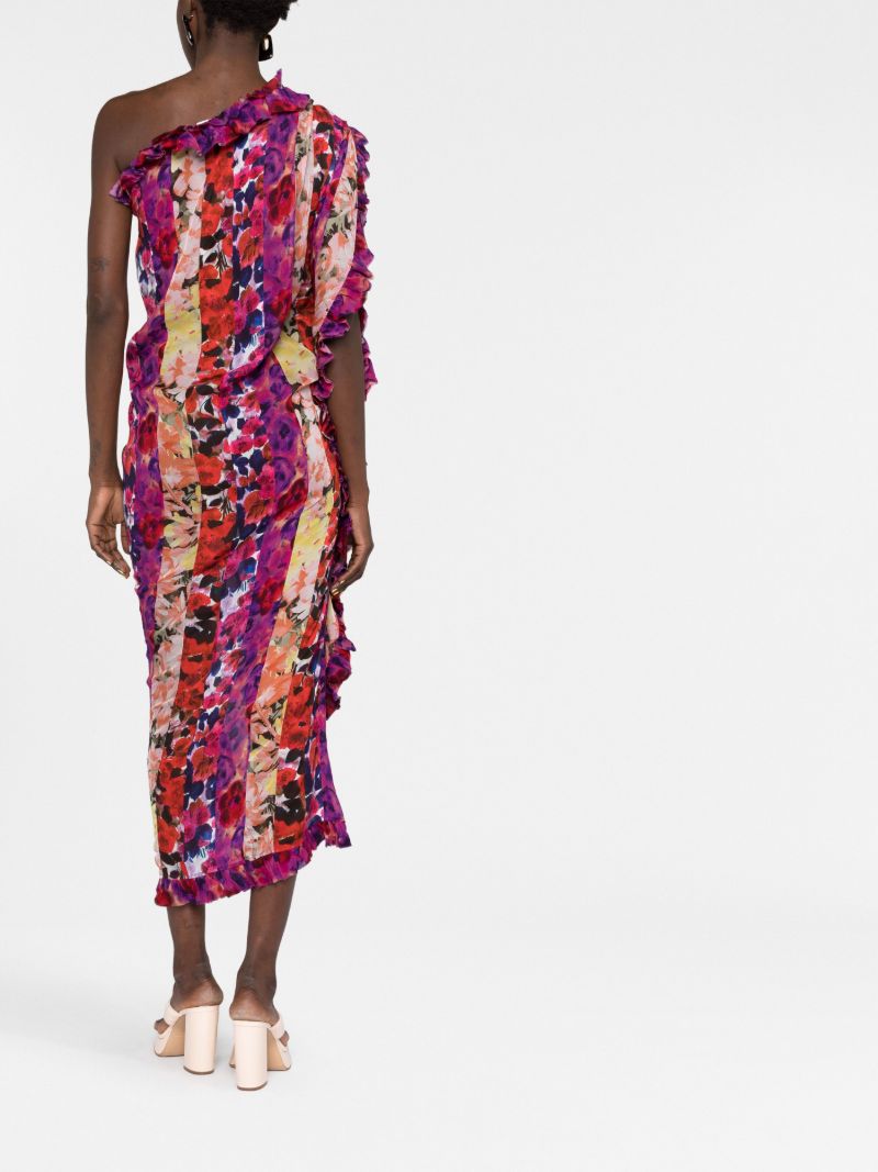 Purple Dianas Floral Asymmetric Dress