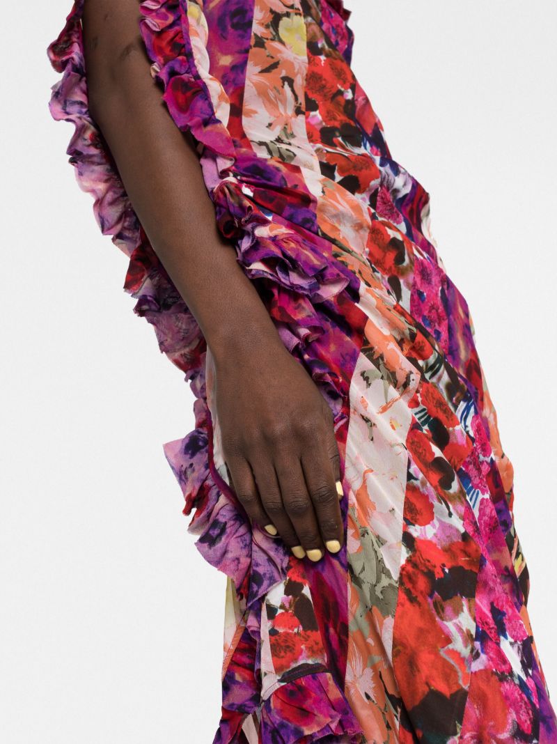Purple Dianas Floral Asymmetric Dress