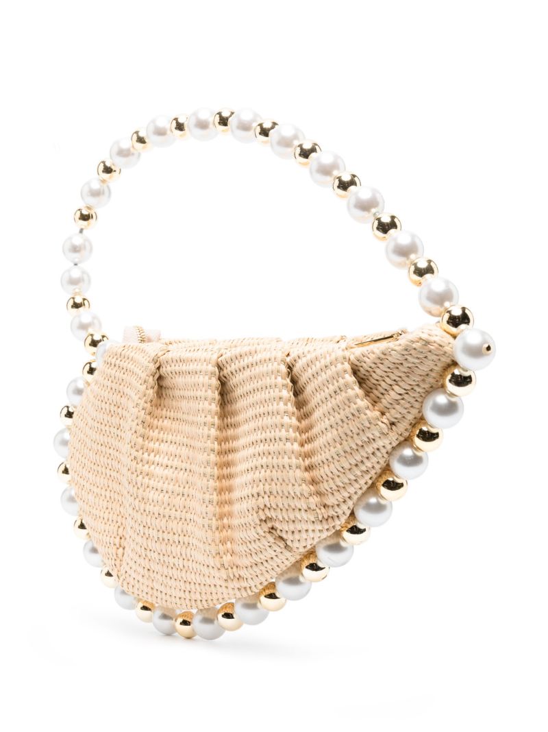 Beige Jumbo Love Raffia Clutch Bag