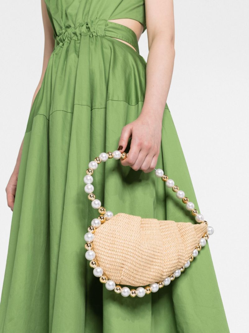 Beige Jumbo Love Raffia Clutch Bag