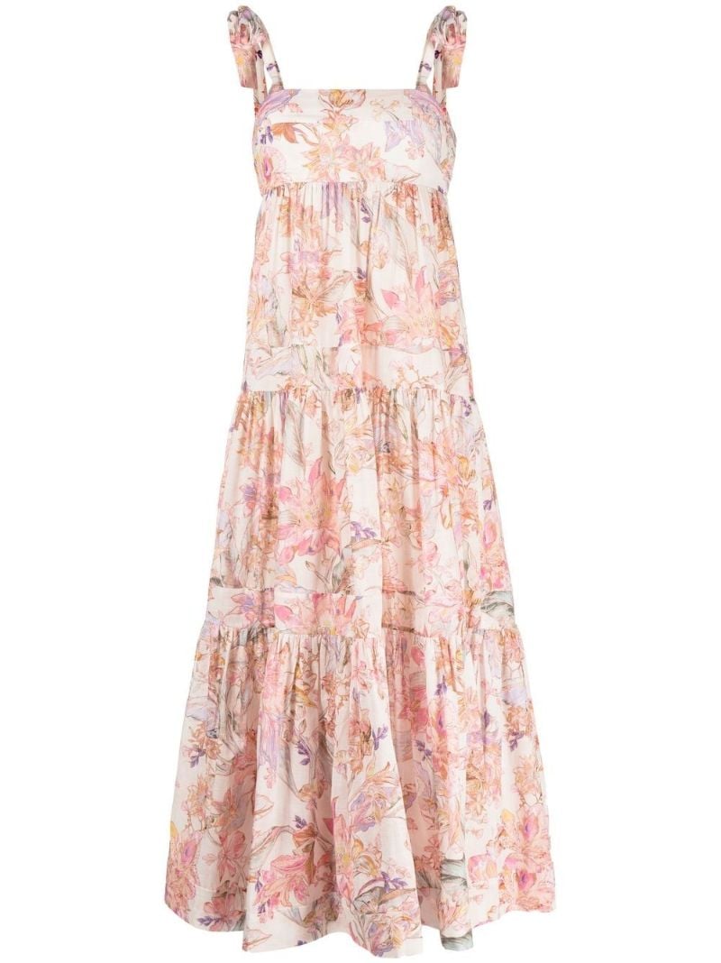 Pink Cira Floral Print Midi Dress
