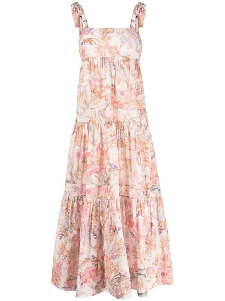 Pink Cira Floral Print Midi Dress