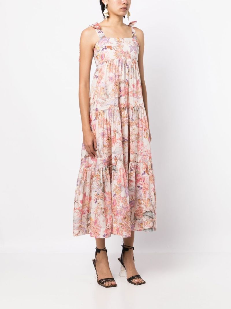 Pink Cira Floral Print Midi Dress