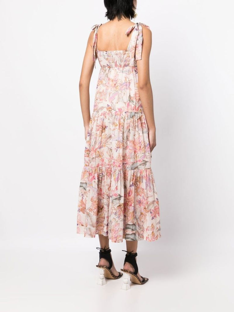 Pink Cira Floral Print Midi Dress