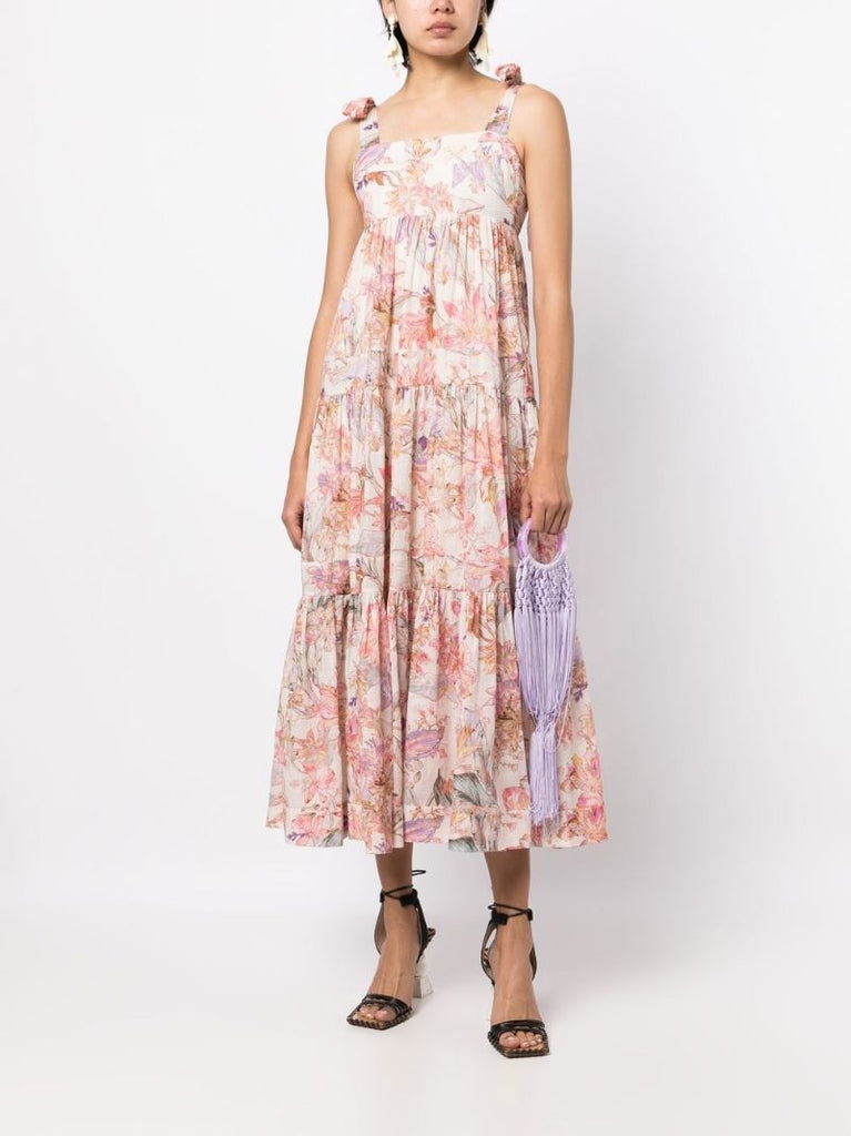 Pink Cira Floral Print Midi Dress