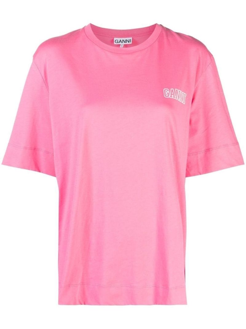 Pink Embroidered Logo Organic Cotton T-shirt