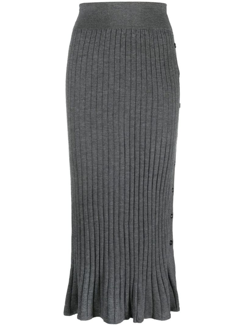 Grey Katie Cashmere Ribbed Knit Skirt