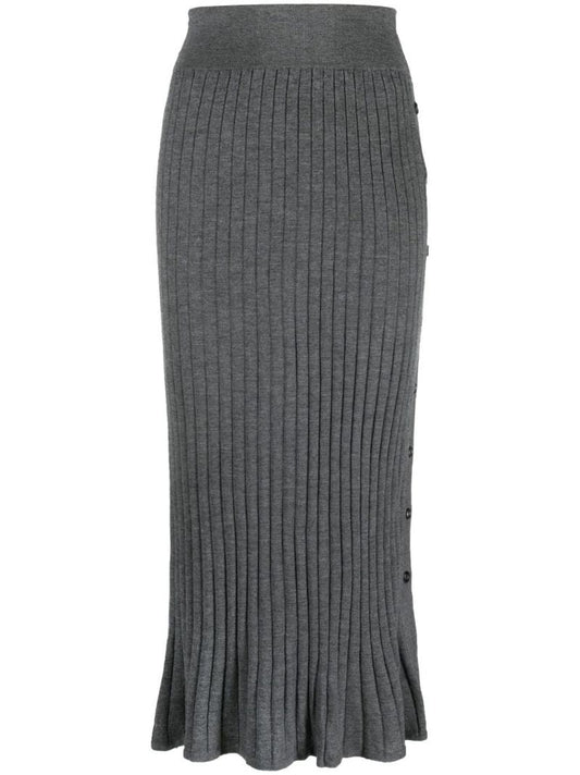 Grey Katie Cashmere Ribbed Knit Skirt