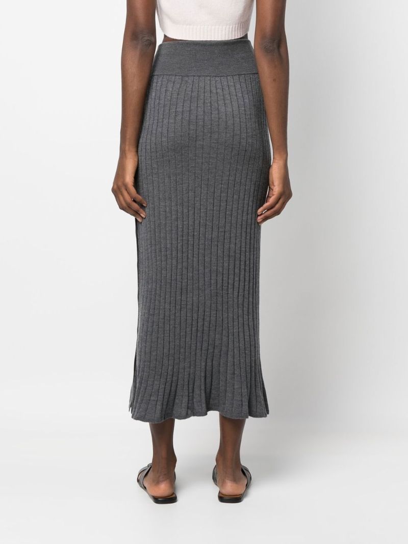 Grey Katie Cashmere Ribbed Knit Skirt