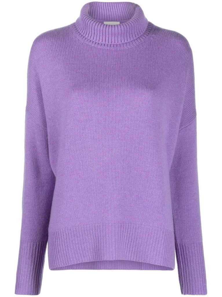 Purple Cashmere Roll Neck Jumper