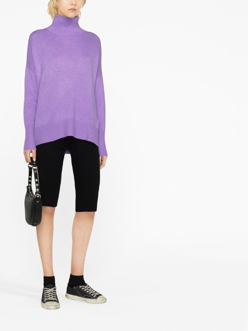Purple Cashmere Roll Neck Jumper
