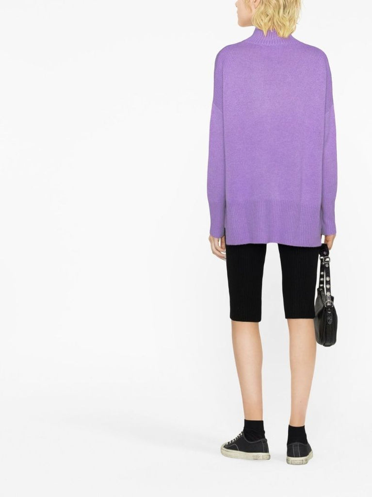 Purple Cashmere Roll Neck Jumper