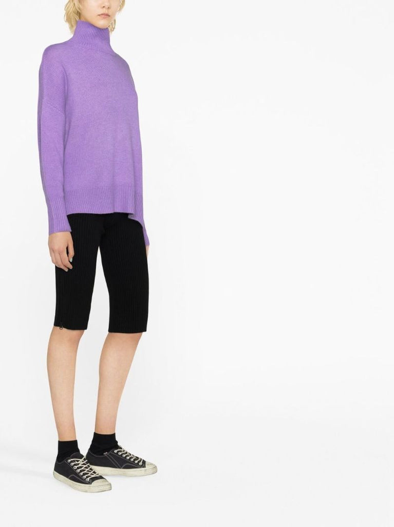 Purple Cashmere Roll Neck Jumper