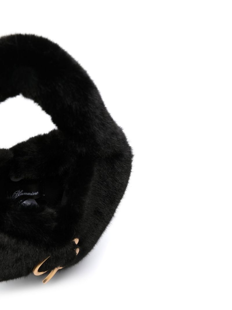 Black Cutie Faux Fur Heart Top Handle Bag