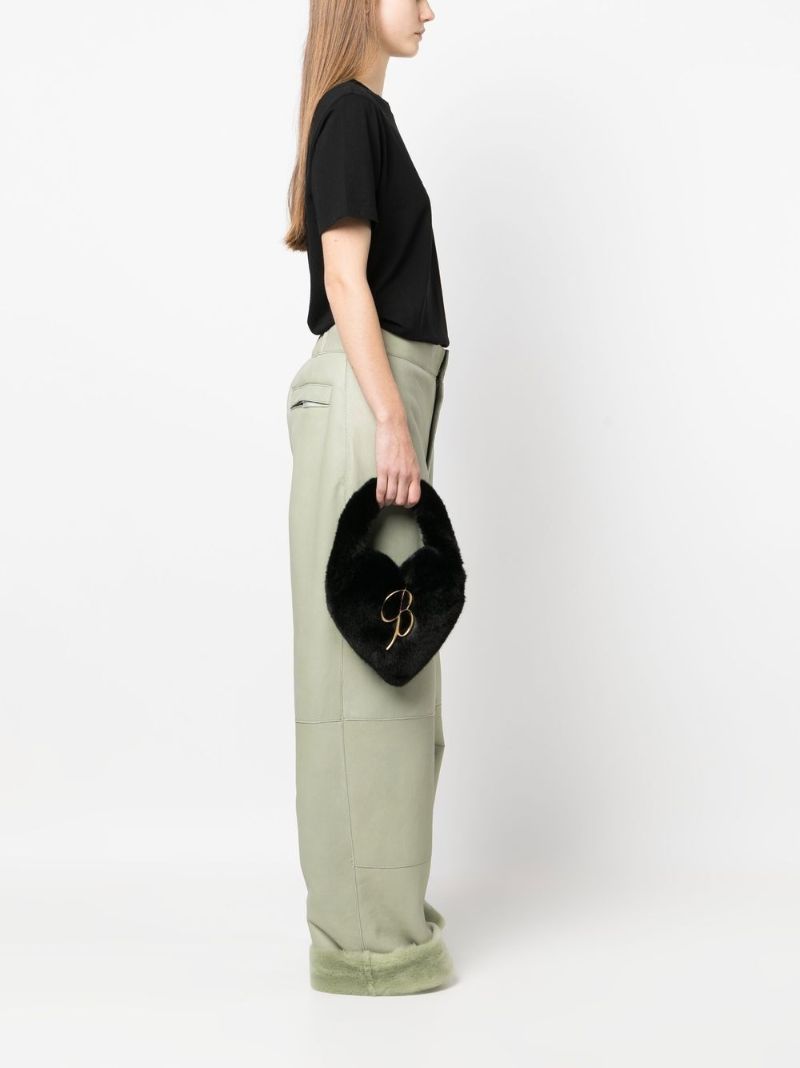 Black Cutie Faux Fur Heart Top Handle Bag