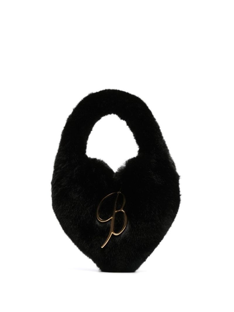 Black Cutie Faux Fur Heart Top Handle Bag