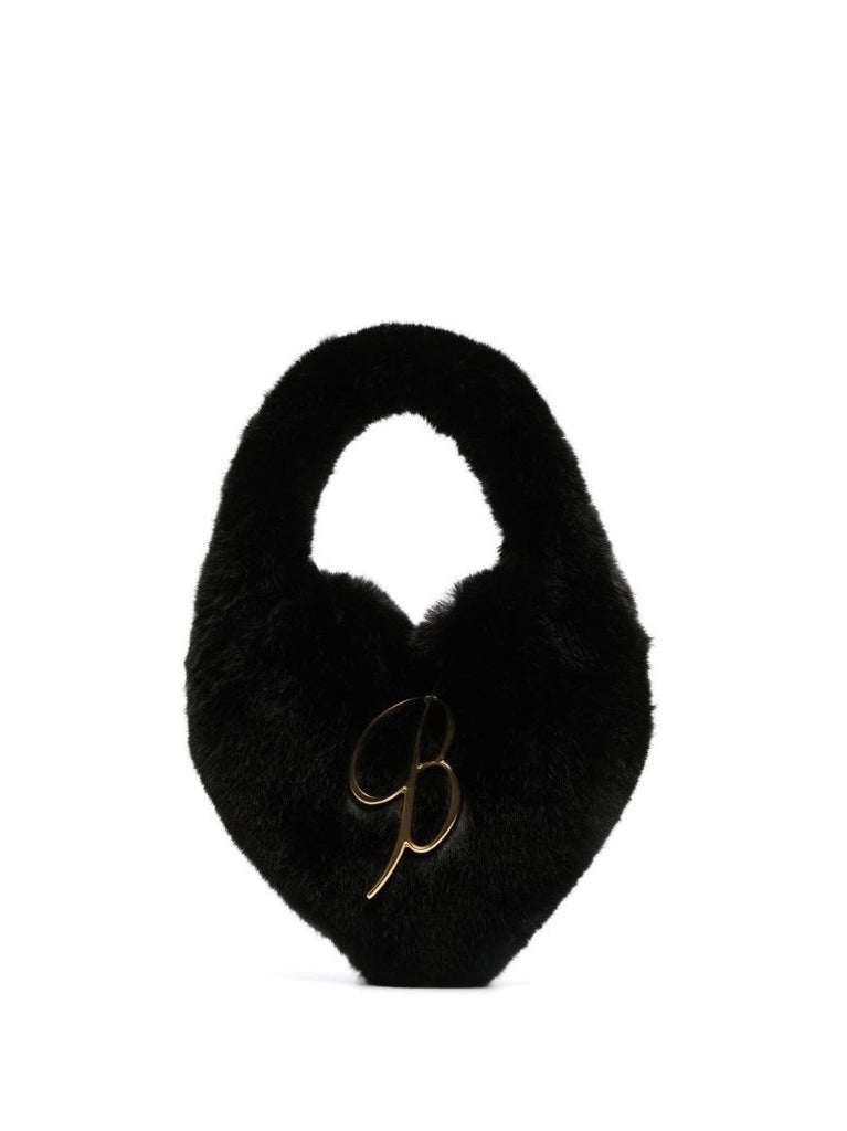 Black Cutie Faux Fur Heart Top Handle Bag