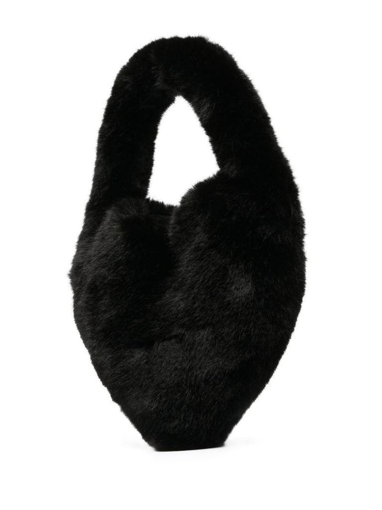 Black Cutie Faux Fur Heart Top Handle Bag