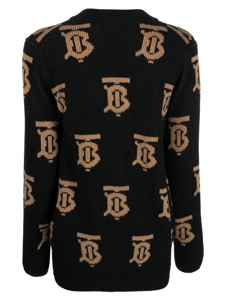 Black Tb Monogram Wool Cardigan