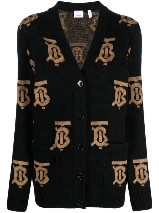 Black Tb Monogram Wool Cardigan