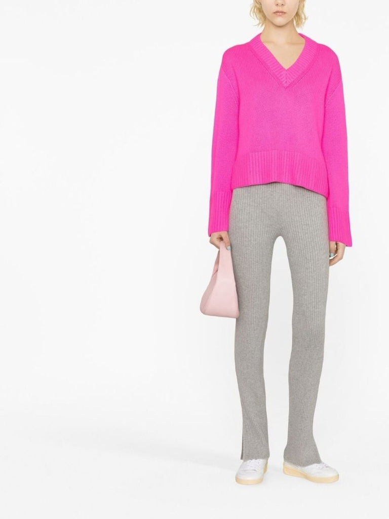 Pink Cashmere V-neck Sweater