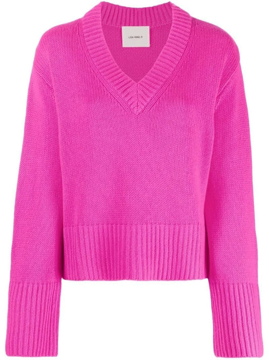 Pink Cashmere V-neck Sweater