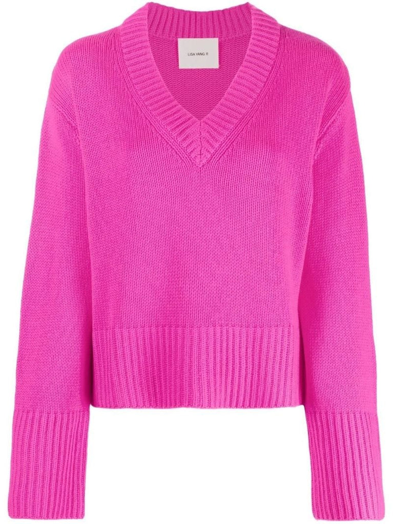Pink Cashmere V-neck Sweater