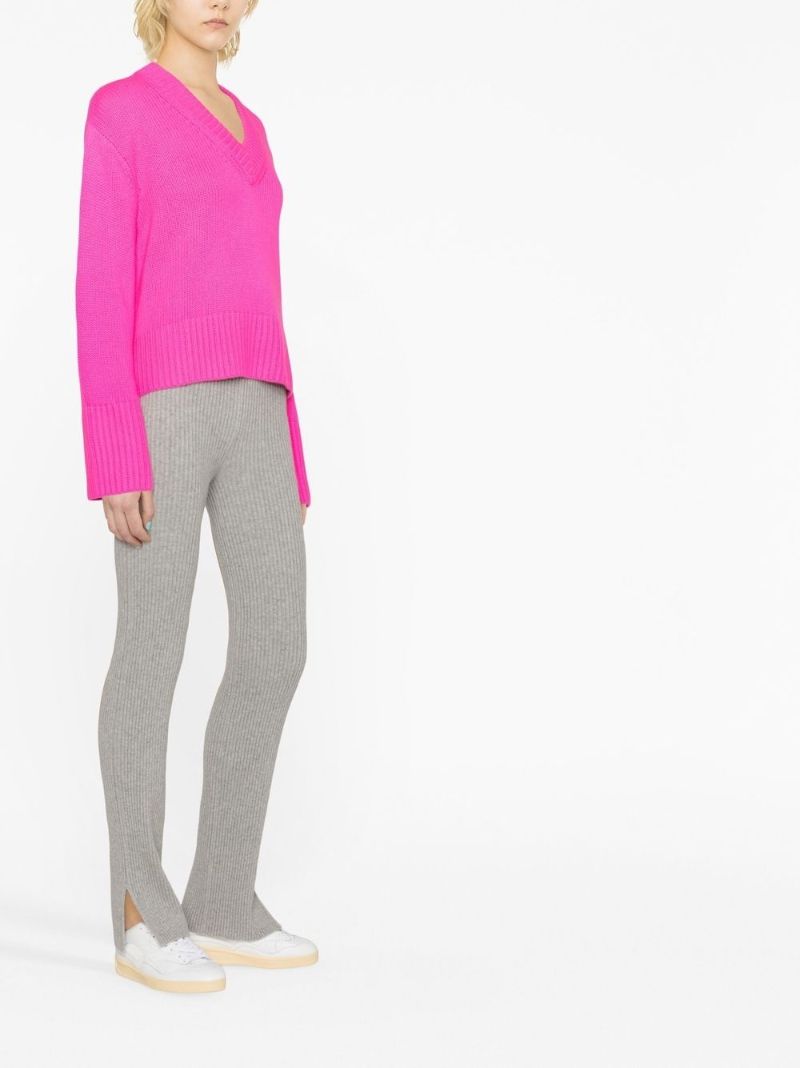 Pink Cashmere V-neck Sweater