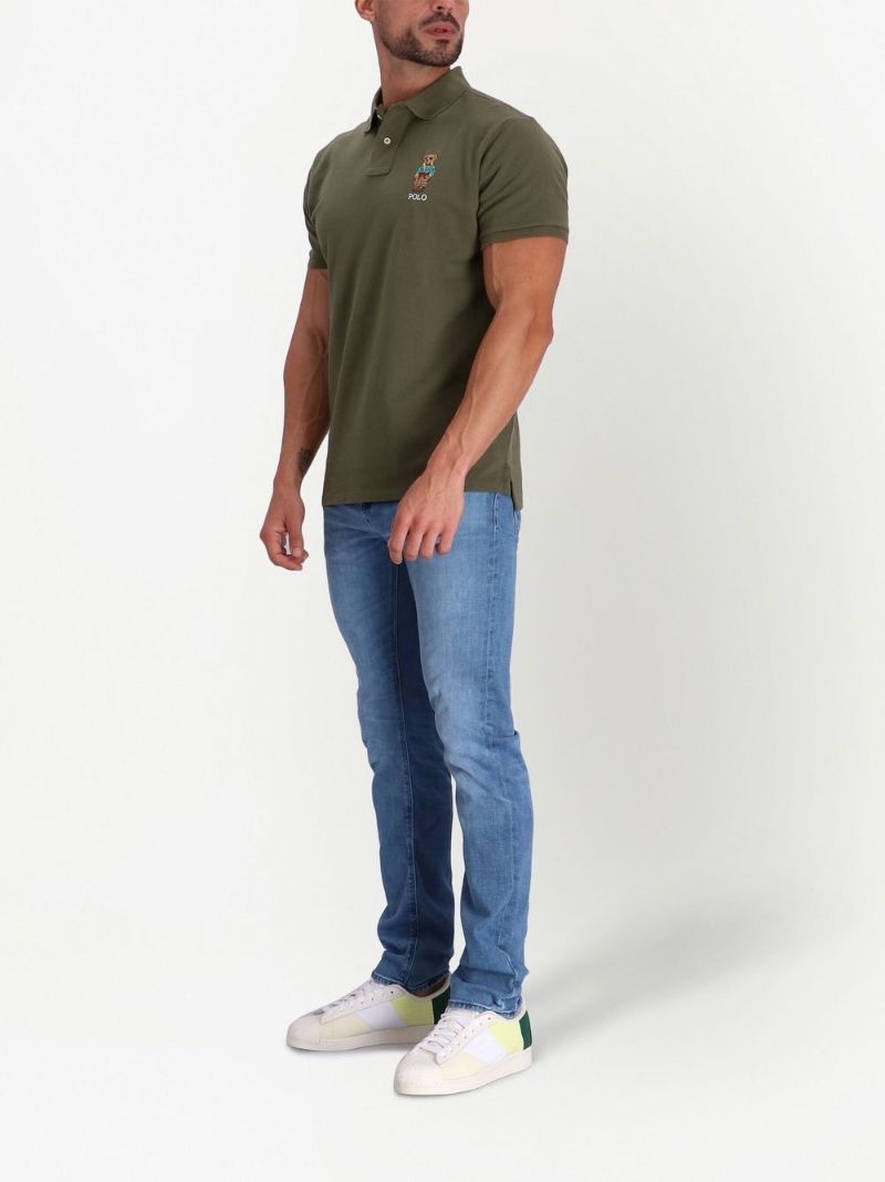 Green Polo Bear Embroidered Polo Shirt