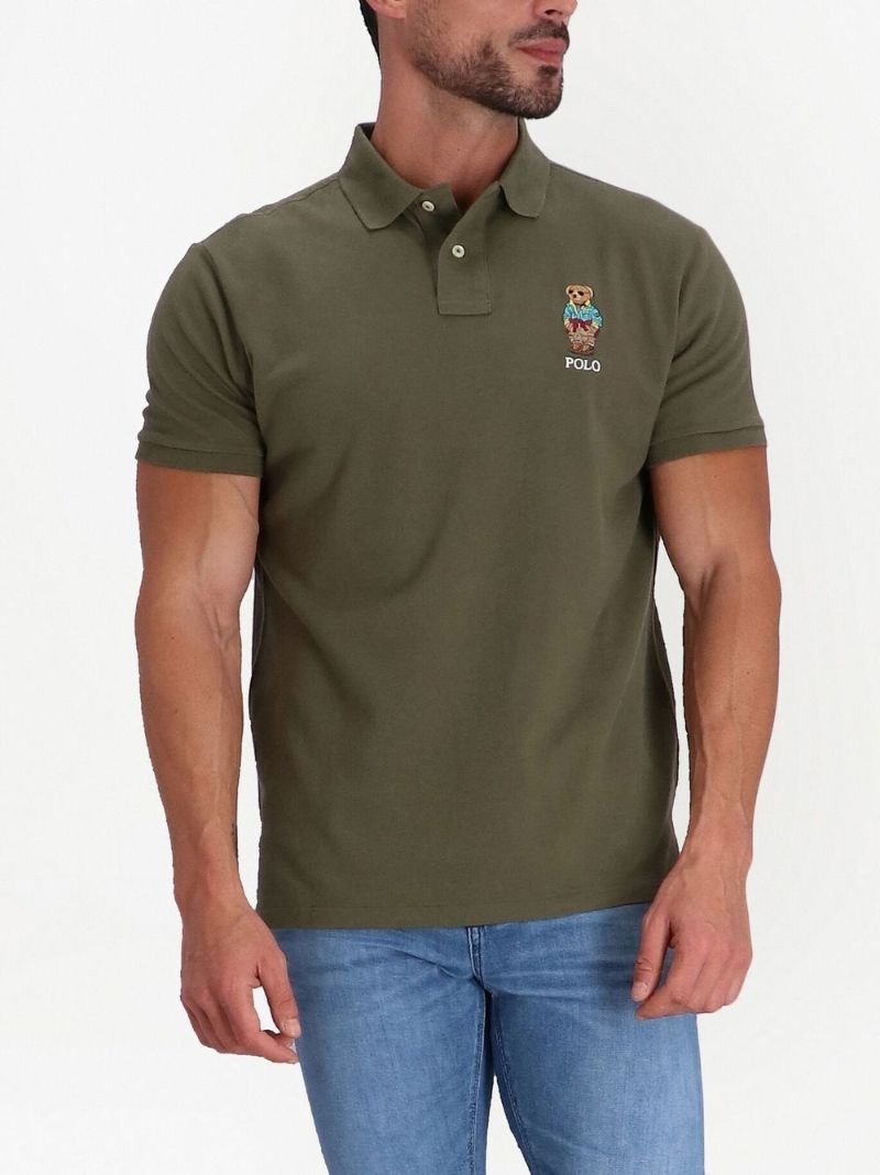 Green Polo Bear Embroidered Polo Shirt